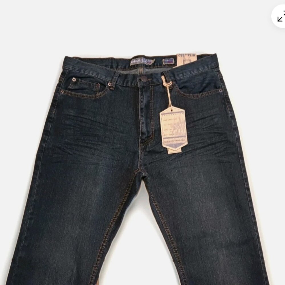 Recycled Blues mens Jeans 34 x 32 Slim Straight Stretch Denim Indigo Blue 120382 - Picture 5 of 12